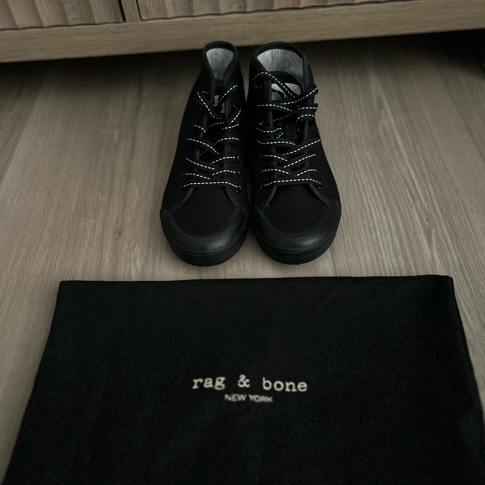 rag & bone Black canvas high ankle sneakers